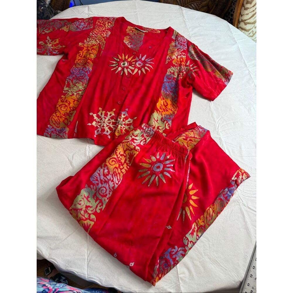 Bali Batiks Pants Set Resort Hippie Boho Plus Size Top 2X Pants 1X